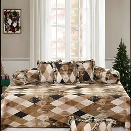 Luxmi Cotton Fabrics Set Of 8 Brown Printed Bedsheet With Bolster & Cushion Covers-13