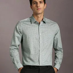 Louis Philippe Men Geometric Printed Spread Collar Pure Cotton Formal Shirt-image-91
