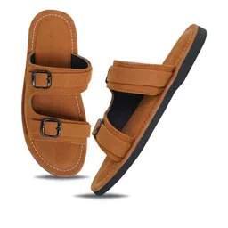 DFR Men Tan Fabric Comfort Sandals-picture-28