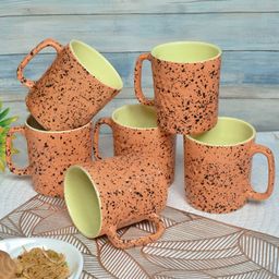 FABINALIV Orange & Green Textured Ceramic Matte Mugs Set of Cups and Mugs-54