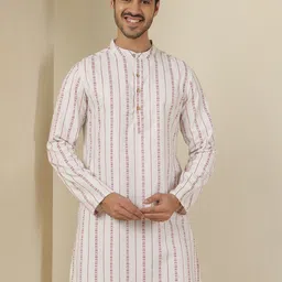 Anouk Rustic Striped Mandarin Collar Cotton Straight Kurta-image-51