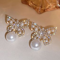DIVASTRI Gold-Plated Artificial Stones Studded & Pearls Beaded Korean Quirky Drop Earrings-17