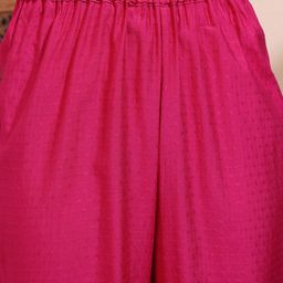Vishudh Fuchsia Floral Embroidered Round Neck Regular Sequinned Kurta & Trouser & Dupatta image 4