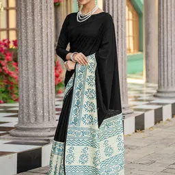 all about you Ethnic Motifs Pure Silk Designer Block Print Saree-13