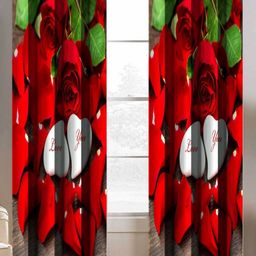 Aura Red & White 2 Pieces Floral Printed Door Curtains-image-34