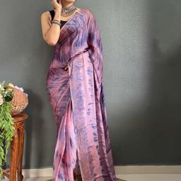 DIVASTRI Tie and Dye Pure Chiffon Ready to Wear Jamdani Saree-image-46
