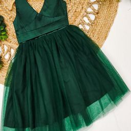 Tejam Kids-Girls Embellished V-Neck Dresses-image-90