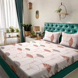 Myntra Elegant Homes Cream-Coloured Floral 300 TC Double King Bedsheet Set-2.50mx2.25m-image-66