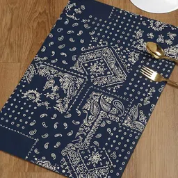 Myntra Elegant Homes 4-Pcs Navy blue & White Printed Cotton Table Placemats-22