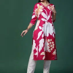 Moda Rapido Women Floral Printed Regular Kurta with Trousers-image-17