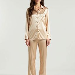 DEHMAN Shirt Collar Shirt Pyjamas Night Suit-image-54