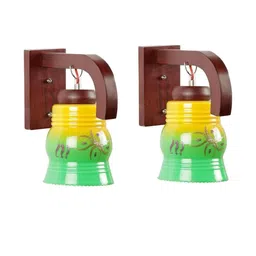 Somil Premium Designer Glass Wall / Night Lamp Elegant & Stylish Dcor Accent for Modern Interiors, color- Green, Yellow, Size:- 19 X 31.5 X 29.5 CM-image-29