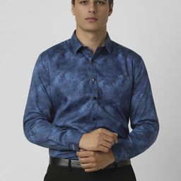 V Dot Men Slim Fit Spread Collar Abstract Printed Cotton Formal Shirt-image-81