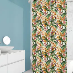 ArtzFolio Beige & Green Printed Waterproof Shower Curtain-25