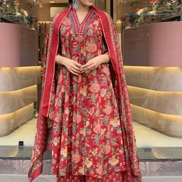 BAESD Women Ethnic Motifs Printed Regular Kurta with Palazzos & With Dupatta-image-30