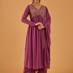 dhartii Women Floral Embroidered Kurti with Trousers & Dupatta-43