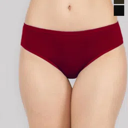 inner element Pack of 3 Mid Waist Hipster Briefs-Plain_Panty_Maroon_BlacK_Olive_PK3_XS-image-65