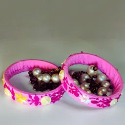 TheYUGO Set Of 2 Artificial Beaded Embroidered Bangles image 3