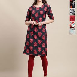7Threads Women Pack Of 6 Ethnic Motifs Printed Daily Straight Kurtas-image-36
