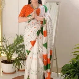 Moksha Trends Geometric Printed Saree with Blouse Piece-picture-30