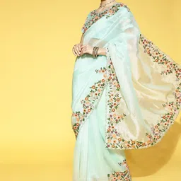 Mitera Sequinned Embroidered Net Saree image 2