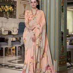 MADHAVPRIYA Floral Printed Pure Georgette Saree-picture-13