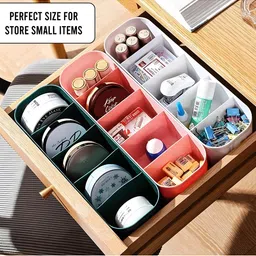 Kuber Industries Green & White Set of 4 Regular Drawer Organisers With Compartments image 2