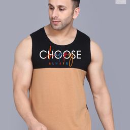 SLOWLORIS Pack Of 2 Printed Combed Cotton Gym Vest VSL26 CMB(CHS BLACKRUST)(FRD BLACKGREY)-image-44