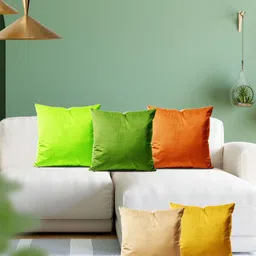 ArtzFolio Multicoloured Set of 5 Velvet Square Cushion Covers-15