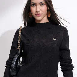 Basics By Tokyo Talkies Women Self Design Cable Knit Pullover Sweaters-image-89