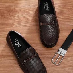 Teakwood Leathers Men Textured Leather Loafers-image-99