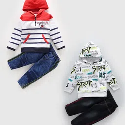 Shirazi Kids Pack Of 2 Printed Hooded T-Shirts With Trousers-image-21
