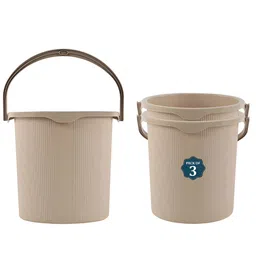 Aura Cream-Coloured & Blue 3 piece Textured Plastic Bath Accessories Set-image-51