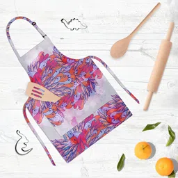 ArtzFolio Pink & Violet Printed Pure Cotton Apron-image-90