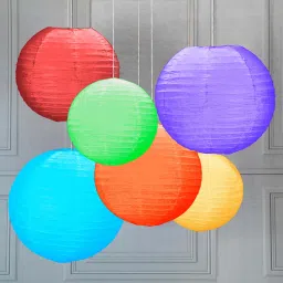Rice Paper Ball Lamp Round Hanging Ball Paper Hanging Lantern Paper Lamp Multicolor Paper Hanging Lantern-1