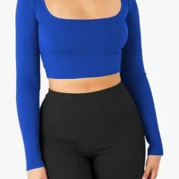 Casual Regular Sleeves Solid Women Blue Top-image-57