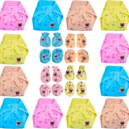 Baby Care Combo Nappy 12 Piece and Mittens-Booties 4 Pairs Hosiery Soft Material-7