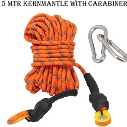Climbing Rope with Hook, Rappelling Rope, Tensile Force Upto - 20 KN Orange-image-2