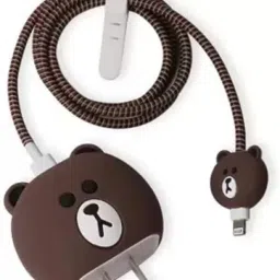 Securemove Charger Cover for iPhone 18-20W Charger, Cute 3D Cartoon Design Bear, USB Spiral Cable Protector-image-79