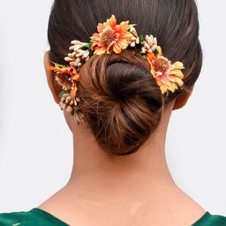 Silvermerc Designs Women Orange Hair Accessory Set-picture-30