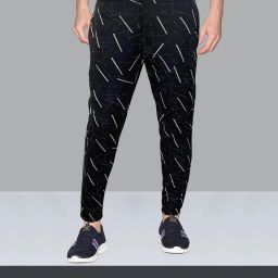 Men Printed Black Track Pants-image-90