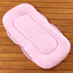 Babyhug Cotton Bedding Set With Center Zip Mosquito Net Heart Print- Pink image 5