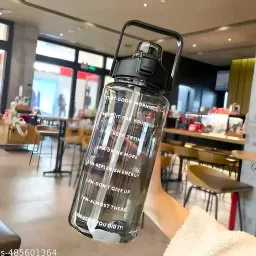 Motivational Time Marker & Leak Proof Transparent Water Bottle 2000 ml Bottle-18