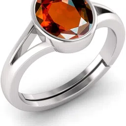 Natural 15.25 Ratti Hessonite Ring With Lab Certificate Silver Garnet Sterling Silver Plated Ring-image-18