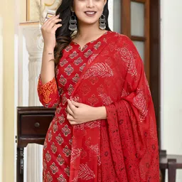 KALINI Ethnic Motifs Printed Kurta With Trousers & Dupatta image 3