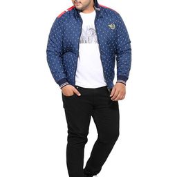 John Pride Plus Size Conversational Printed Mock Collar Bomber Jacket image 5