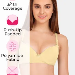 Tweens Pack of 3 Medium Coverage Heavily Padded Push-Up Bras with All Day Comfort image 2