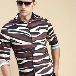 SHOWOFF Abstract Printed Comfort Slim Fit Cotton Casual Shirt-image-34