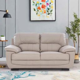 casacraft from pepperfry Beijing Half Leather 2 Seater Sofa In Ghost White Colour-picture-17