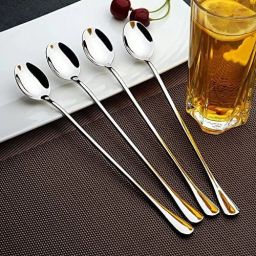 Long Handle Spoon 4 Pcs Stainless Steel Ice-cream Spoon, Coffee Spoon, Ice Tea Spoon Set-image-38